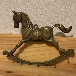 Vintage Brass Rocking Horse Wall Hook